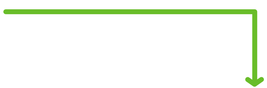 Green right-angle arrow pointing downward.
